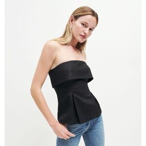 Reformation Daria Linen Top - black